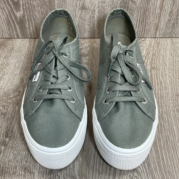 Superga Platform Sneakers 2790 Gray Canvas (EU37) 6.5 - Picture 3 of 15